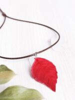 Red Pressed Leaf Choker Necklace - Autumn Jewelry