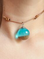Beach necklace choker, Ocean inspired necklace, Beach sand jewelry, Blue pendant choker necklace, Ocean lover gift ideas, Boho beach jewelry