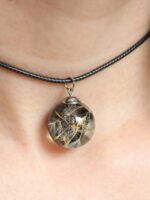 Black Choker with Dandelion Seeds Charm - Good Luck Gifts for Her