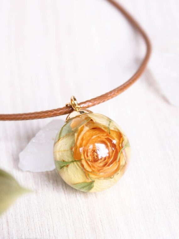 Boho Rose Charm Choker Necklace - Yellow Flower Jewelry