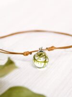 Handmade Nature Choker, Real Moss Pendant in Eco Friendly Resin