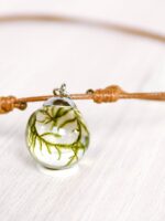 Handmade Nature Choker, Real Moss Pendant in Eco Friendly Resin