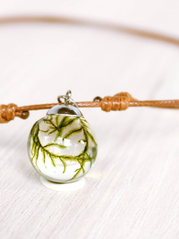 Handmade Nature Choker, Real Moss Pendant in Eco Friendly Resin