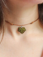 Boho Leaf Pendant Choker – Pressed Leaf Necklace