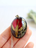 Pressed Rose Choker Necklace for Women – Red Flower Jewelry