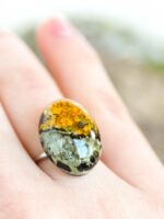 Nature inspired ring, Real lichen moss ring in resin, Terrarium ring, Oval minimalist ring, Adjustable ring for women, Forest inspired ring