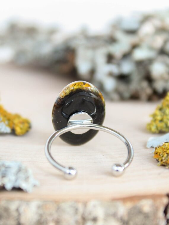 Nature inspired ring, Real lichen moss ring in resin, Terrarium ring, Oval minimalist ring, Adjustable ring for women, Forest inspired ring