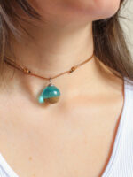 Beach necklace choker, Ocean inspired necklace, Beach sand jewelry, Blue pendant choker necklace, Ocean lover gift ideas, Boho beach jewelry