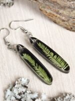 Nature dangle earrings, Real plant earrings, Bohemian dangle earrings, Simple boho earrings, Long bar earrings, Nature inspired jewelry