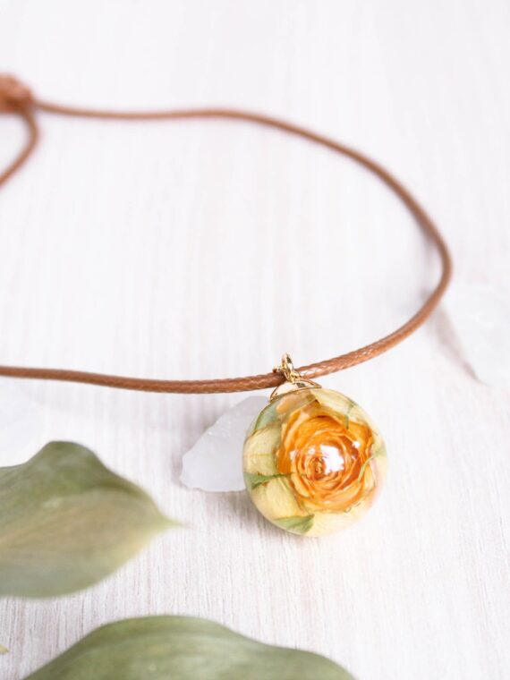 Boho Rose Charm Choker Necklace - Yellow Flower Jewelry