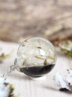Dandelion wish necklace, Real dandelion seed necklace, Terrarium necklace, Black pendant necklace, Dandelion resin jewelry, Make a wish