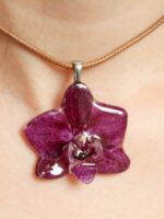 Orchid Necklace Choker – Pressed Flower Pendant