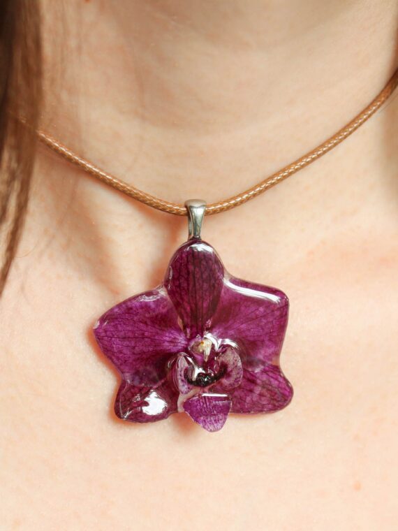 Orchid Necklace Choker – Pressed Flower Pendant