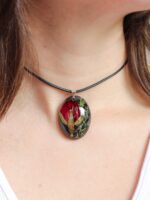 Pressed Rose Choker Necklace for Women – Red Flower Jewelry