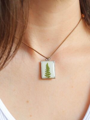 Pressed Fern Choker Necklace - Double Sided Pendant