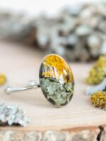 Nature inspired ring, Real lichen moss ring in resin, Terrarium ring, Oval minimalist ring, Adjustable ring for women, Forest inspired ring
