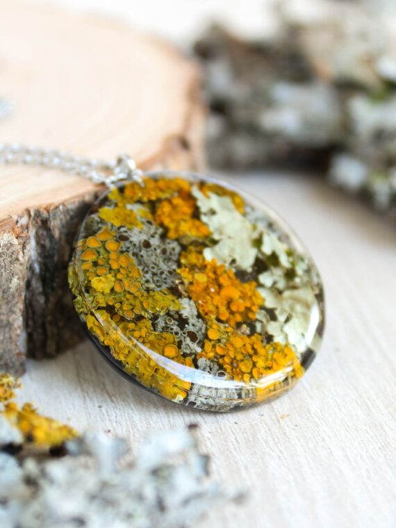 Lichen necklace, Real plant necklace, Nature lover necklace, Terrarium resin necklace, Forest jewelry, Sustainable necklace, Nature gifts