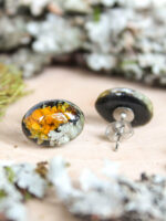 Organic earrings, Moss lichen jewelry, Tiny stud earrings, Oval stud earrings, Boho post earrings, Natural stud earrings, Birthday gift idea