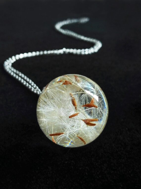 Dandelion Seeds Necklace, Dandelion wish necklace, Clear necklace, Make a Wish Jewelry, Resin dandelion necklace, Terrarium resin necklace