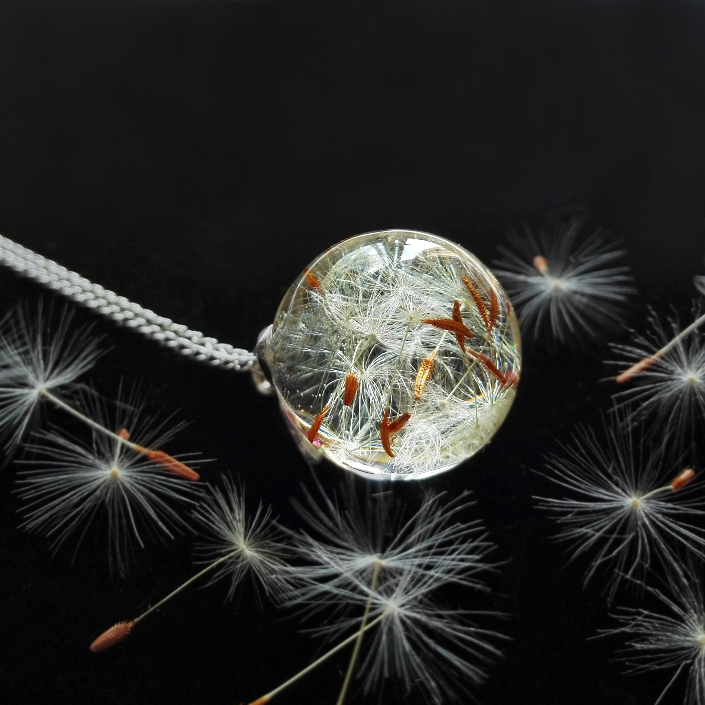 Dandelion Seeds Necklace, Dandelion wish necklace, Clear necklace, Make a Wish Jewelry, Resin dandelion necklace, Terrarium resin necklace