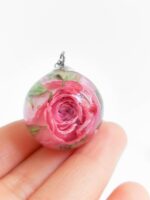 Pink Rose Pendant Necklace – Unique Birthday Gift For Her