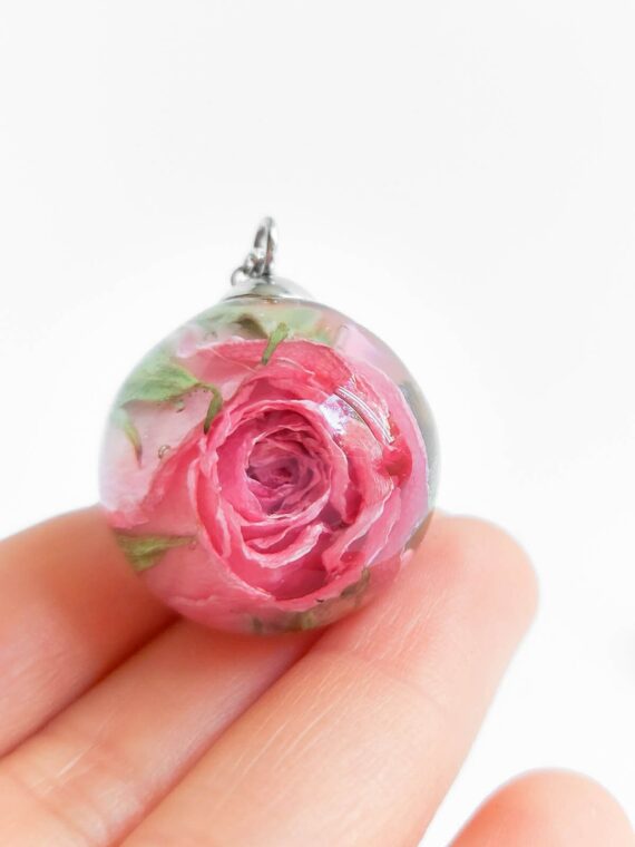 Pink Rose Pendant Necklace – Unique Birthday Gift For Her