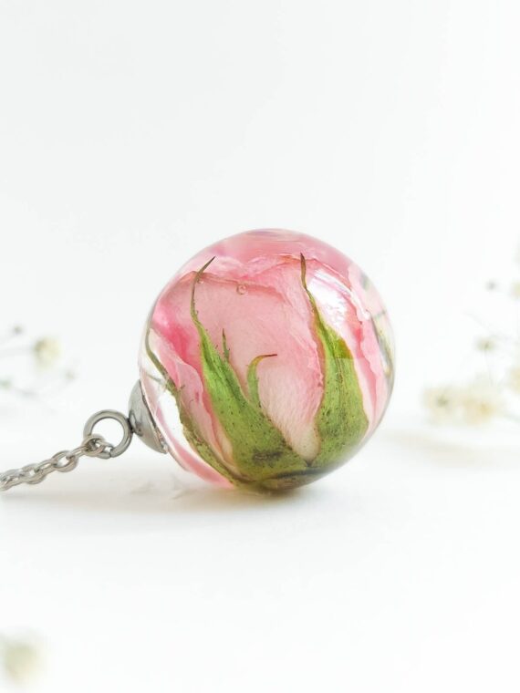 Pink Rose Pendant Necklace – Unique Birthday Gift For Her