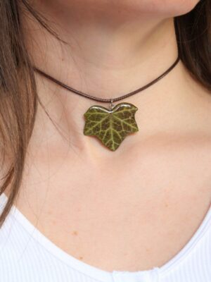 Pressed Leaf Pendant Choker - Eco Friendly Resin Jewelry