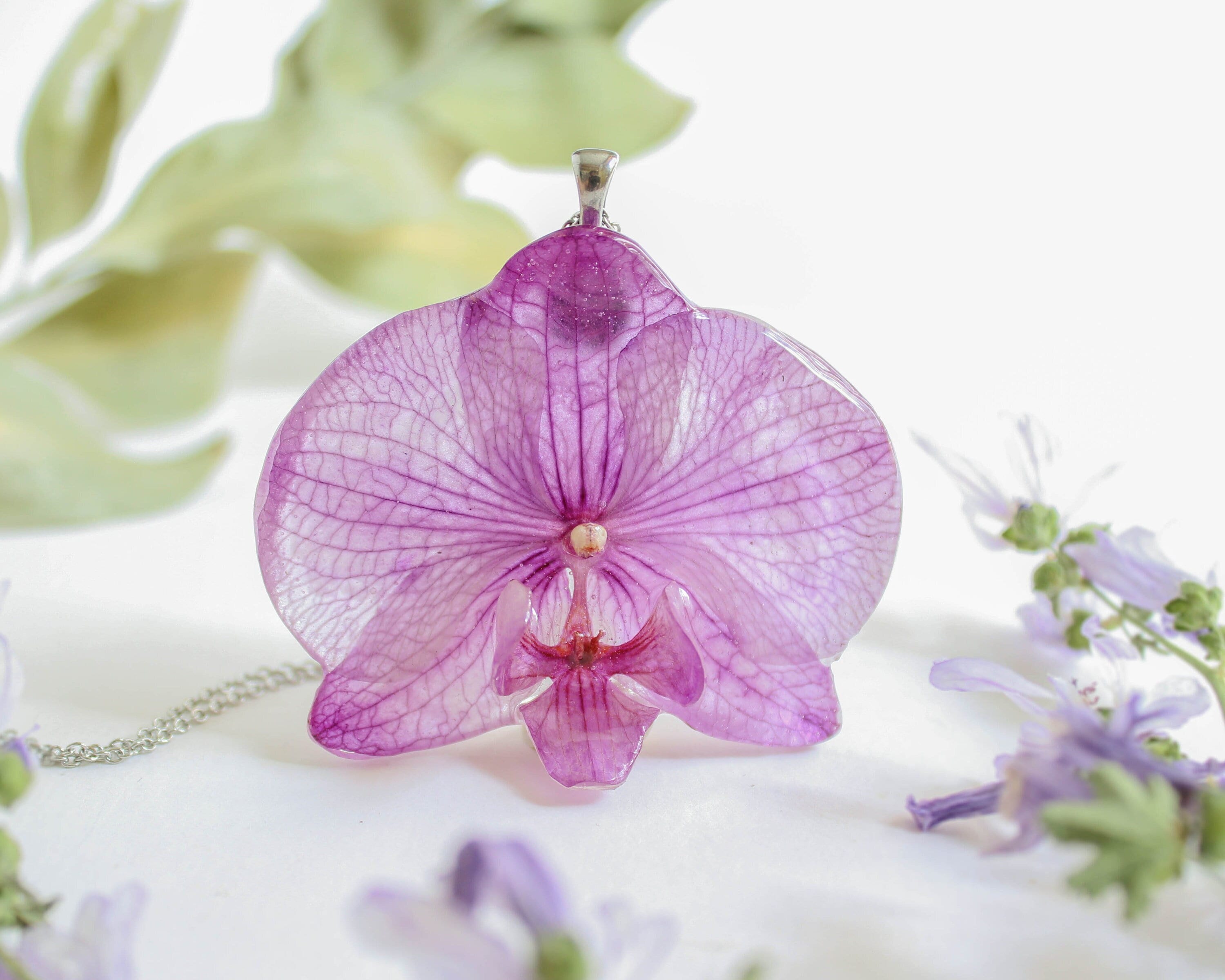 Phalaenopsis Orchid Necklace for Flower Lover - Birthday Gift Mom