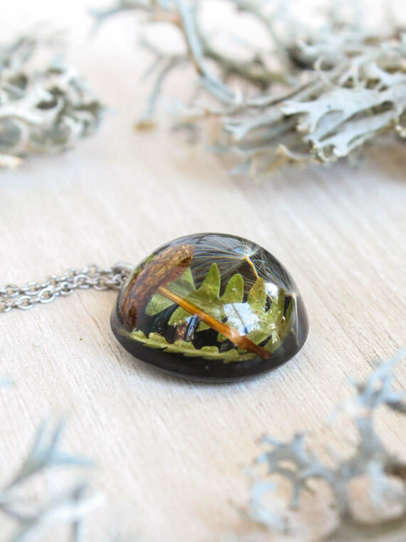 Forest in a necklace, Real mushroom pendant, Nature inspired necklace