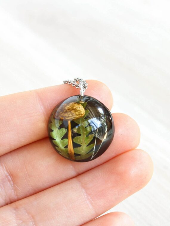 Forest in a necklace, Real mushroom pendant, Nature inspired necklace