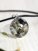 Black Choker with Dandelion Seeds Charm - Good Luck Gifts for Her