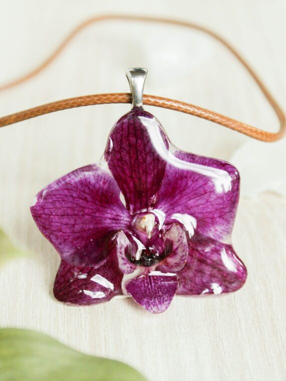 Orchid Necklace Choker – Pressed Flower Pendant