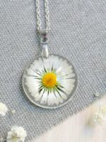 Pressed Daisy Flower Necklace - 21 Birthday Gift For Daughter