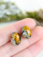 Organic earrings, Moss lichen jewelry, Tiny stud earrings, Oval stud earrings, Boho post earrings, Natural stud earrings, Birthday gift idea