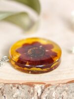 October Birth Month Necklace with Pressed Marigold Flower in Resin