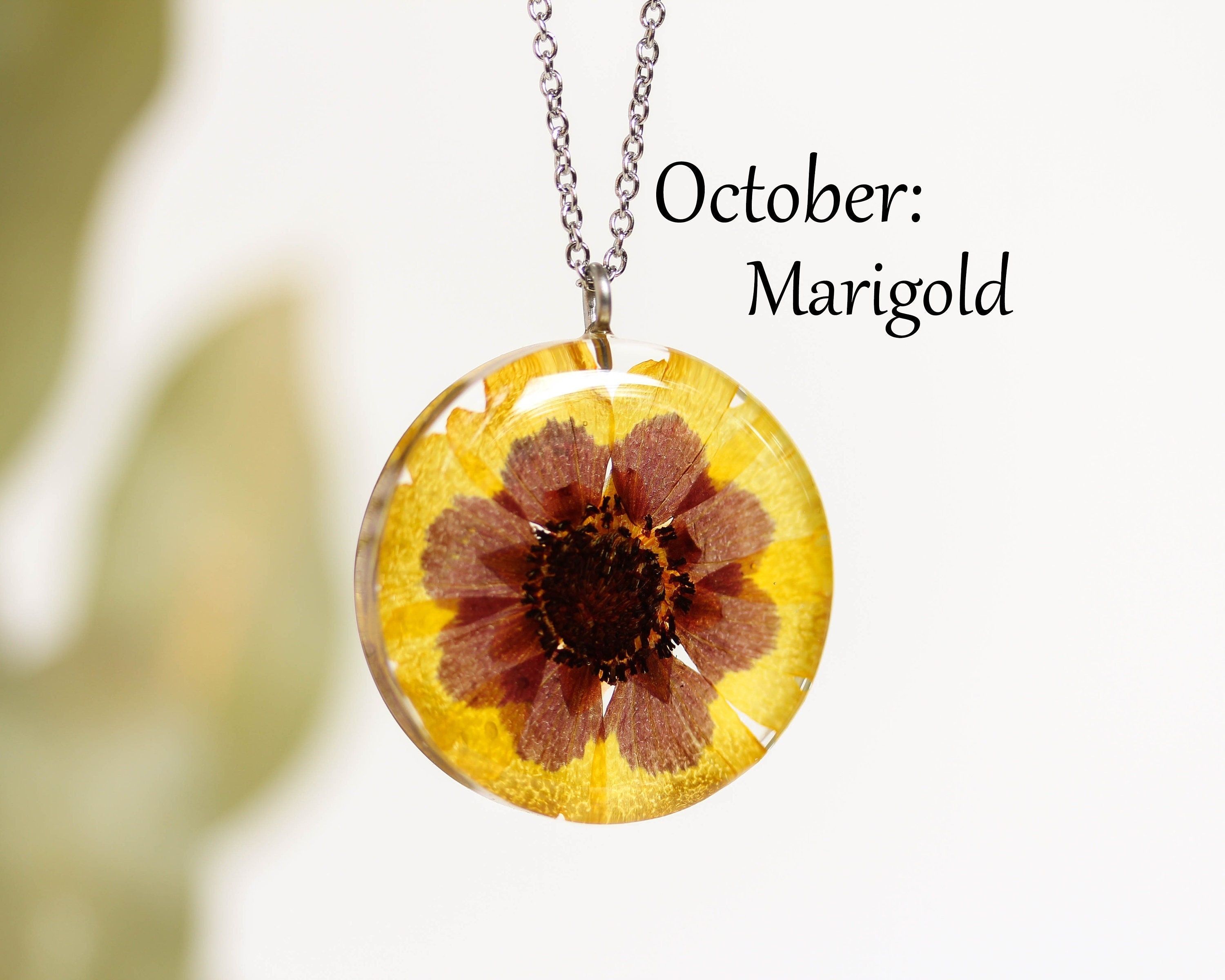 Mix Metal Hand Stamped Birth Month Flower Necklace – rebeccamayjewellery