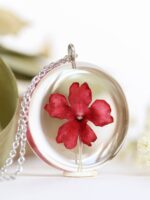 January Birth Flower Necklace – Real Carnation Flower Pendant