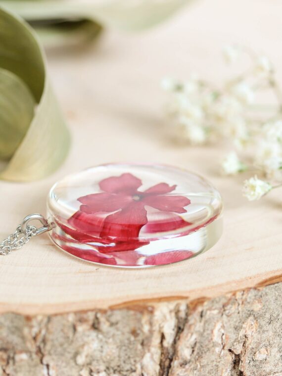 January Birth Flower Necklace – Real Carnation Flower Pendant