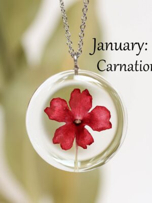 January Birth Flower Necklace – Real Carnation Flower Pendant