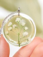May Birth Flower Necklace with Real Lily Of The Valley in Clear Resin