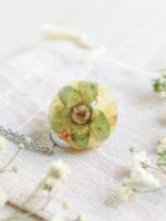 Preserved Rose Flower Necklace in Resin – Yellow Rose Jewelry