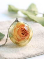 Yellow Rose Pendant Necklace – Dried Flower Resin Jewelry