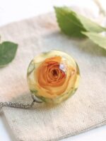 Yellow Rose Pendant Necklace – Dried Flower Resin Jewelry