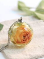 Yellow Rose Pendant Necklace – Dried Flower Resin Jewelry