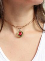 Red Rosebud Pendant Choker - Terrarium Necklace