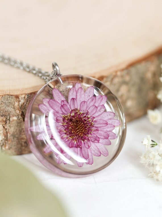 November Real Birth Flower Necklace - Chrysanthemums Jewelry