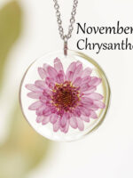 November Real Birth Flower Necklace - Chrysanthemums Jewelry