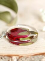 June Birth Flower Necklace with Pressed Rose - Birthday gift for her