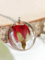 June Birth Flower Necklace with Pressed Rose - Birthday gift for her